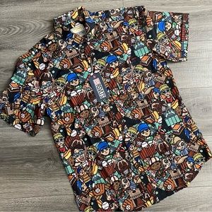 RSVLTS Colorful Cartoon Print Casual Button Down Shirt